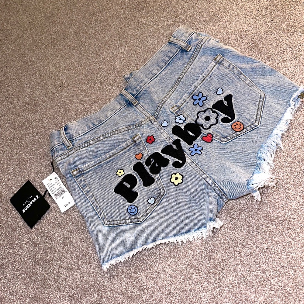 NEW Playboy by Pacsun Funny Bunny Jean Shorts